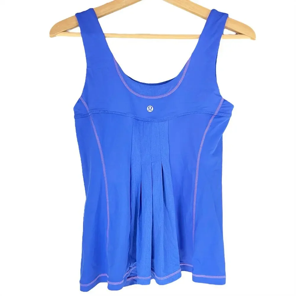 LULULEMON Run Distance Pleated Back Peplum Athletic Tank in Wish Blue Size 6